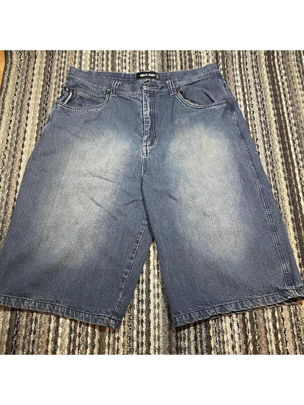 Mecca Shorts Mens 36 Blue Denim Jean Jorts Baggy Long Streetwear Y2K Style *READ